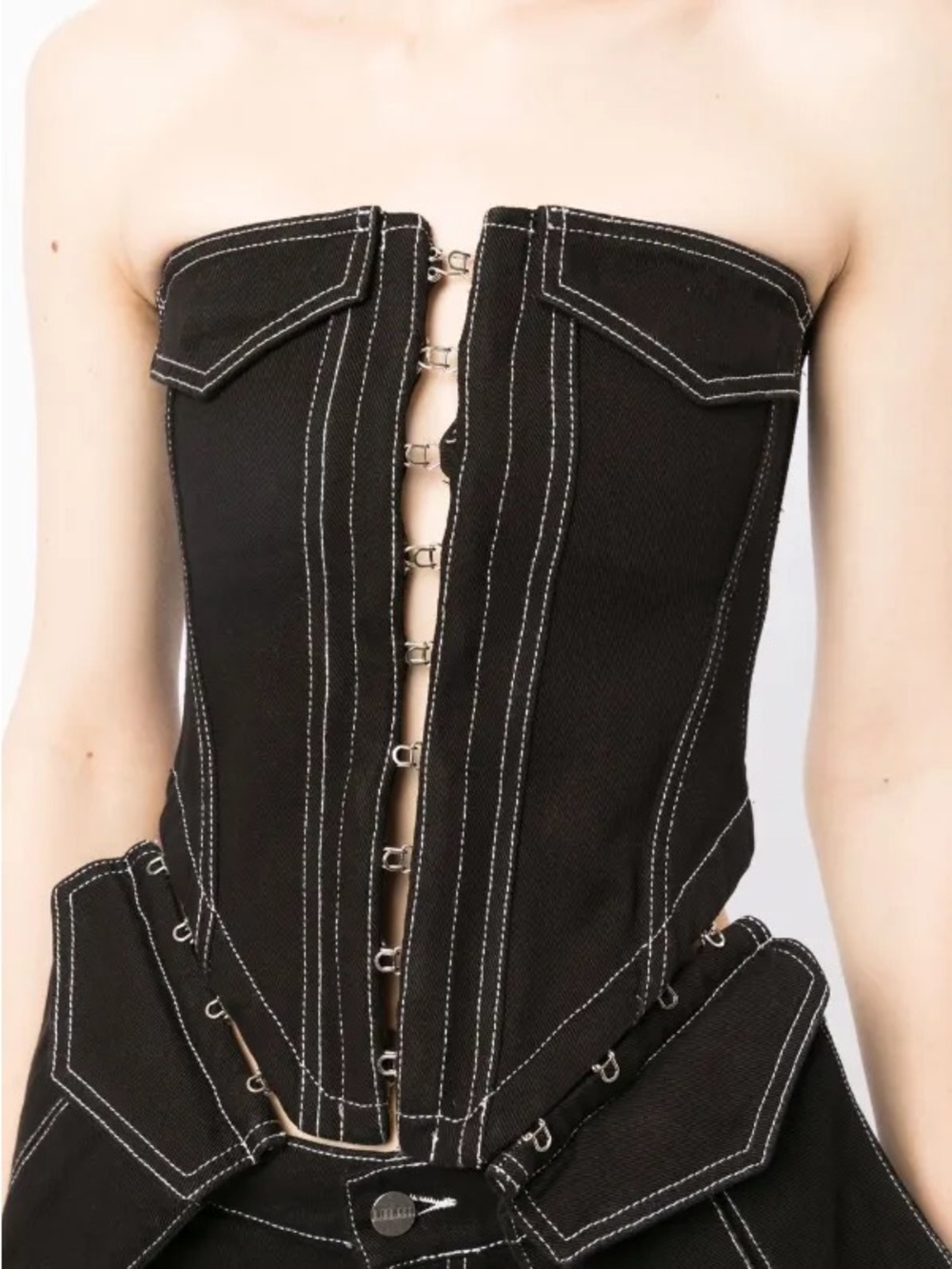 Dion Lee Black Denim Corset Bustier w/ Contrast Stitching Size M AUS 10/US 8 NWT - Picture 3 of 8